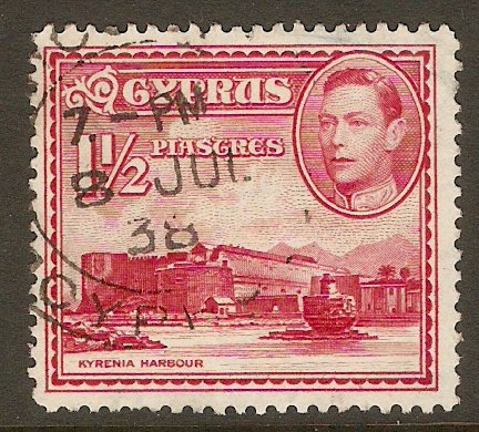 Cyprus 1938 1pi Carmine. SG155.